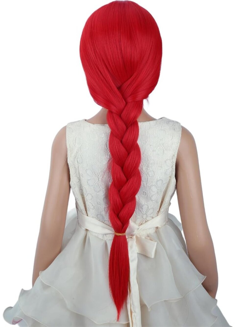 Long Red Braided Wig Heat Resistant Synthetic Hair Cosplay Halloween Costume
